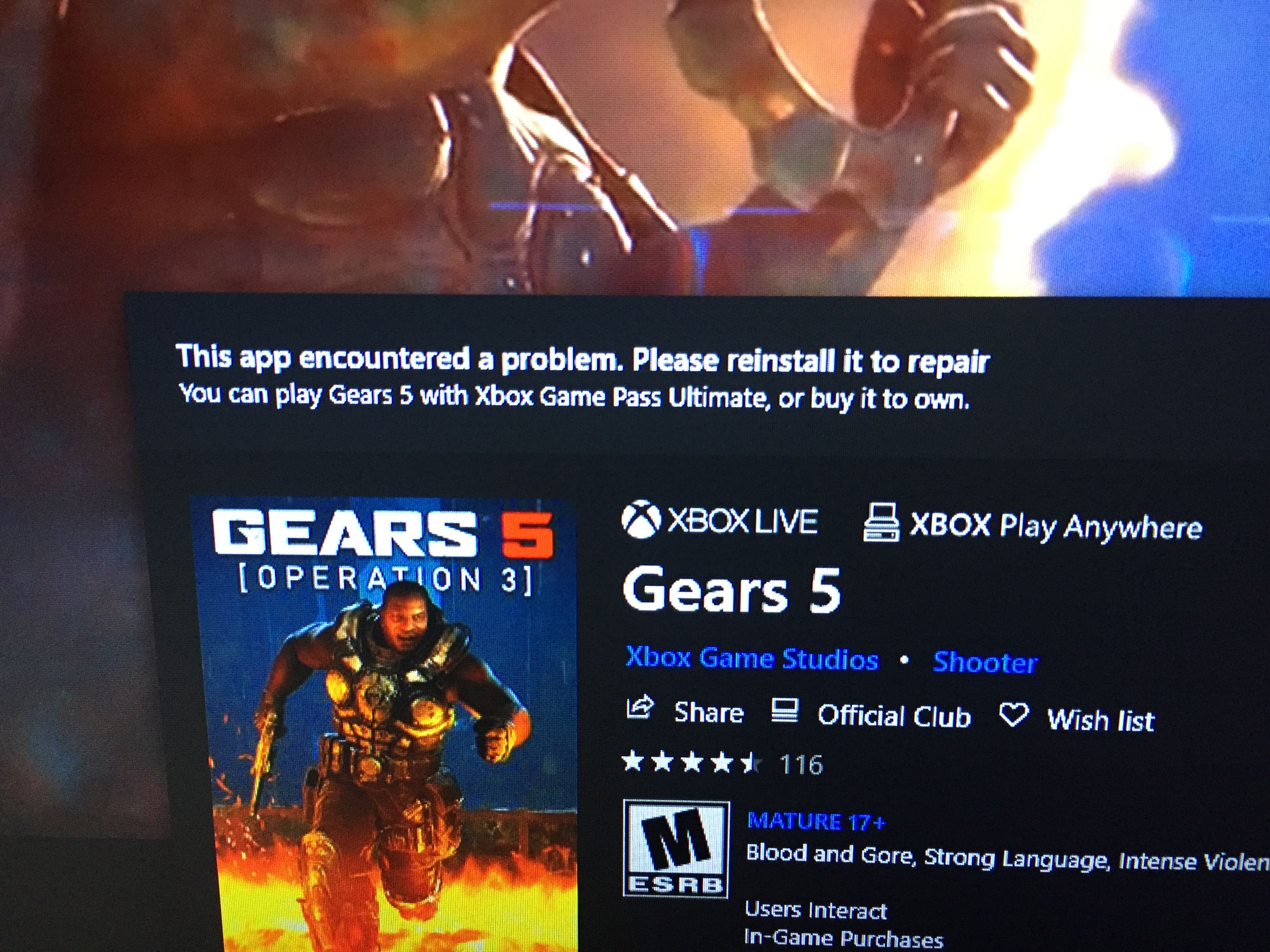 cant download gears of war 4 microsoft store