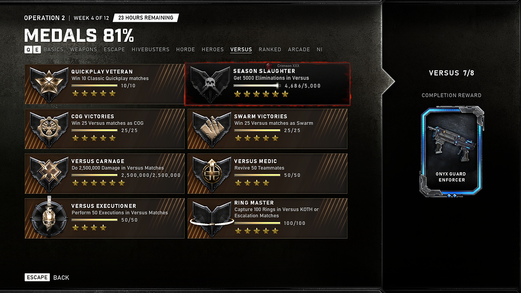 "Quickplay Veteran Win 10 Classic Quickplay matches" stars achievement