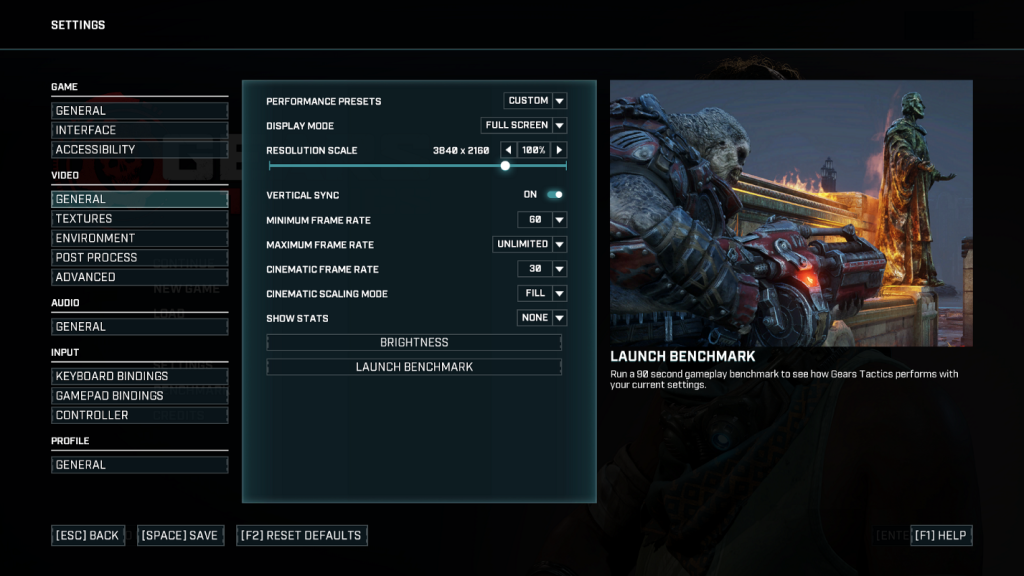 In-game screenshot of the video settings